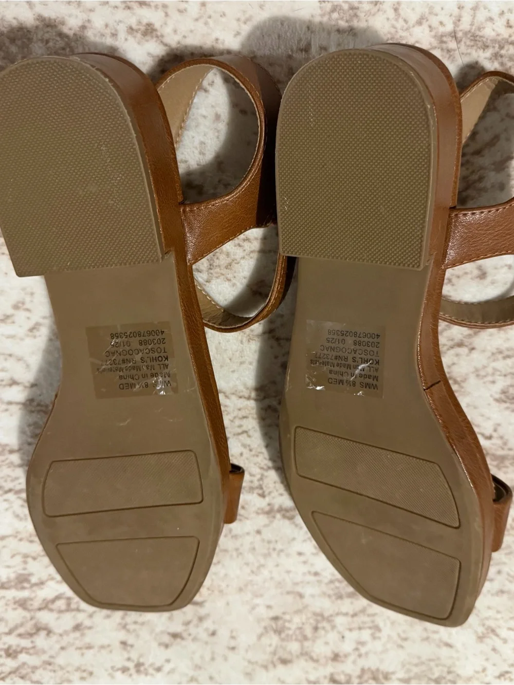 Kohl's Brown Leather-Look Women's Ankle-Strap Sandals
